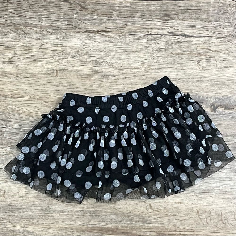 Falls Creek Kids Baby Girl Black & White Polka Dot Skort Size 12M EUC
